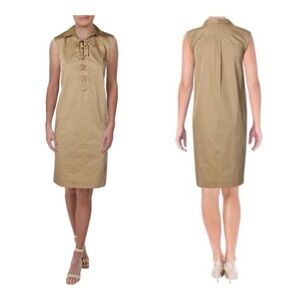 LAUREN RALPH LAUREN Tan Sleeveless Shirt Dress